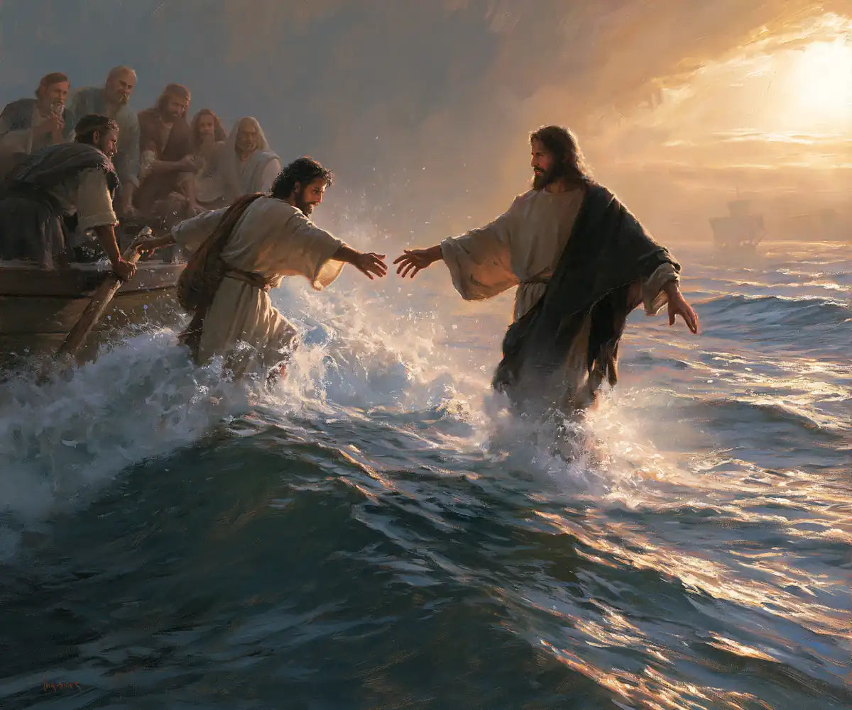 Jesus Walking on Water - Jesus Calls Peter - Christian artwork collection