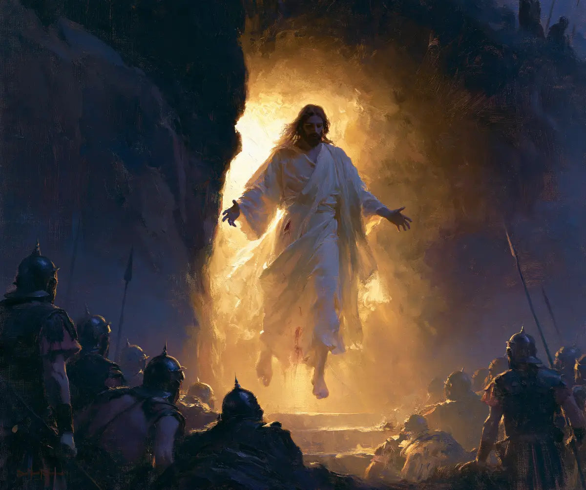 The Resurrection of Jesus Christ - Midnight-blue Chiaroscuro - Christian artwork collection