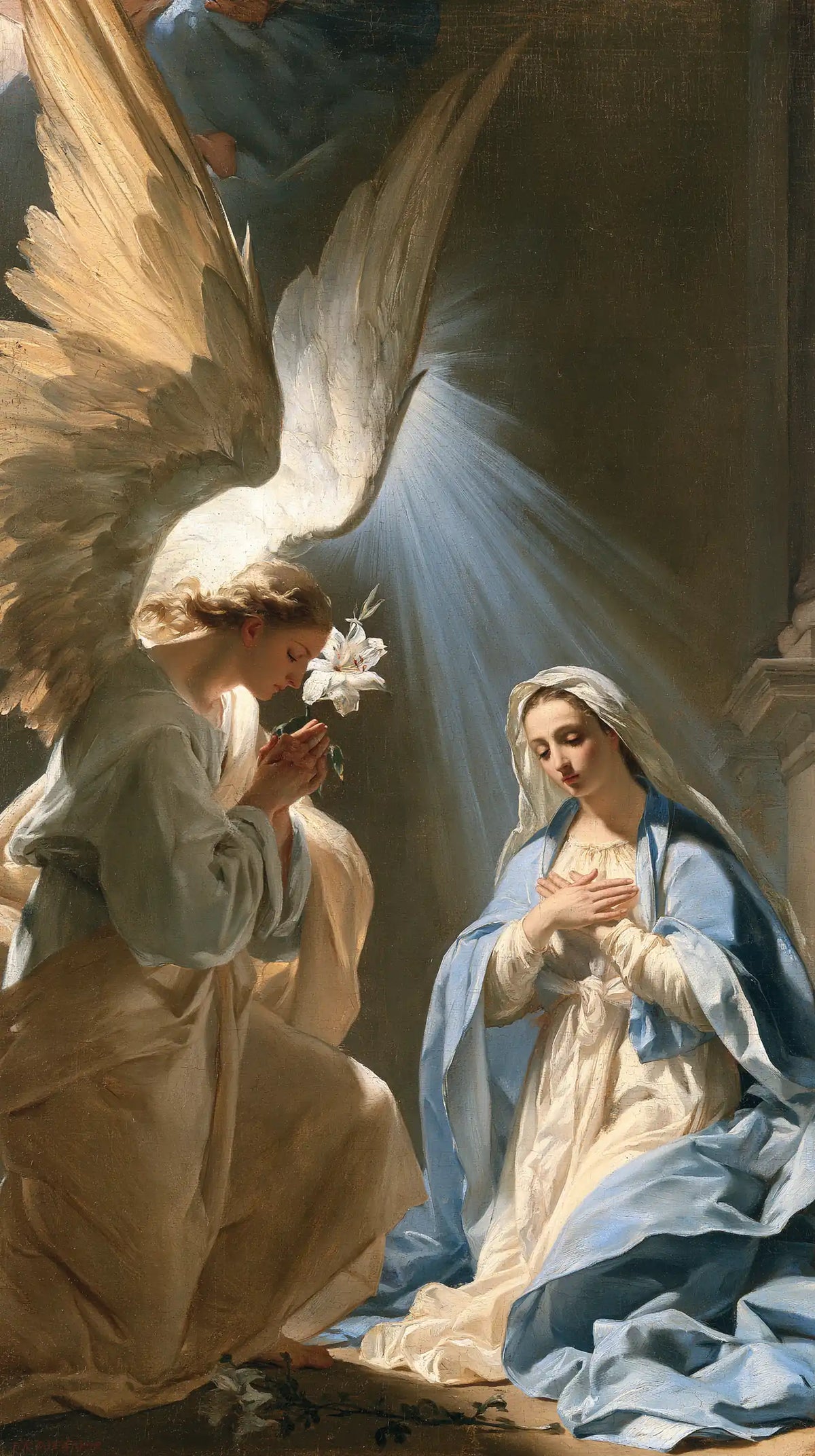 a celestial Annunciation in blue, ivory and gold in Celestial Annunciation in Blue, Ivory and Gold style, portrait Christian artwork no. 9