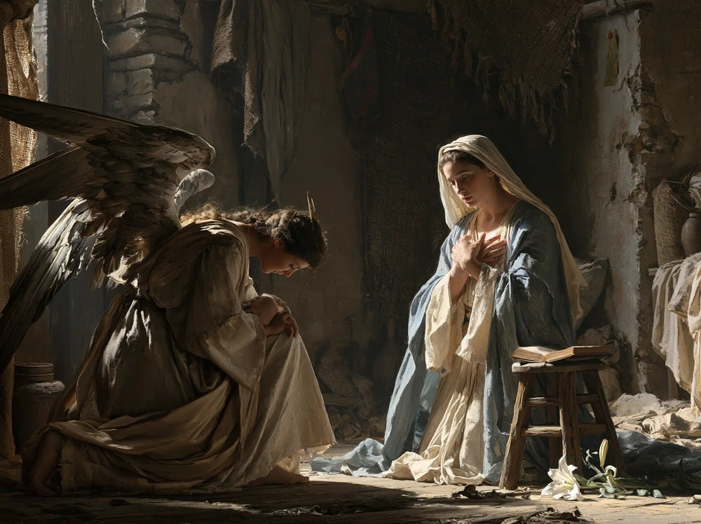 the Annunciation in the chamber at Nazareth in The Chamber in Nazareth style, landscape Christian artwork no. 3