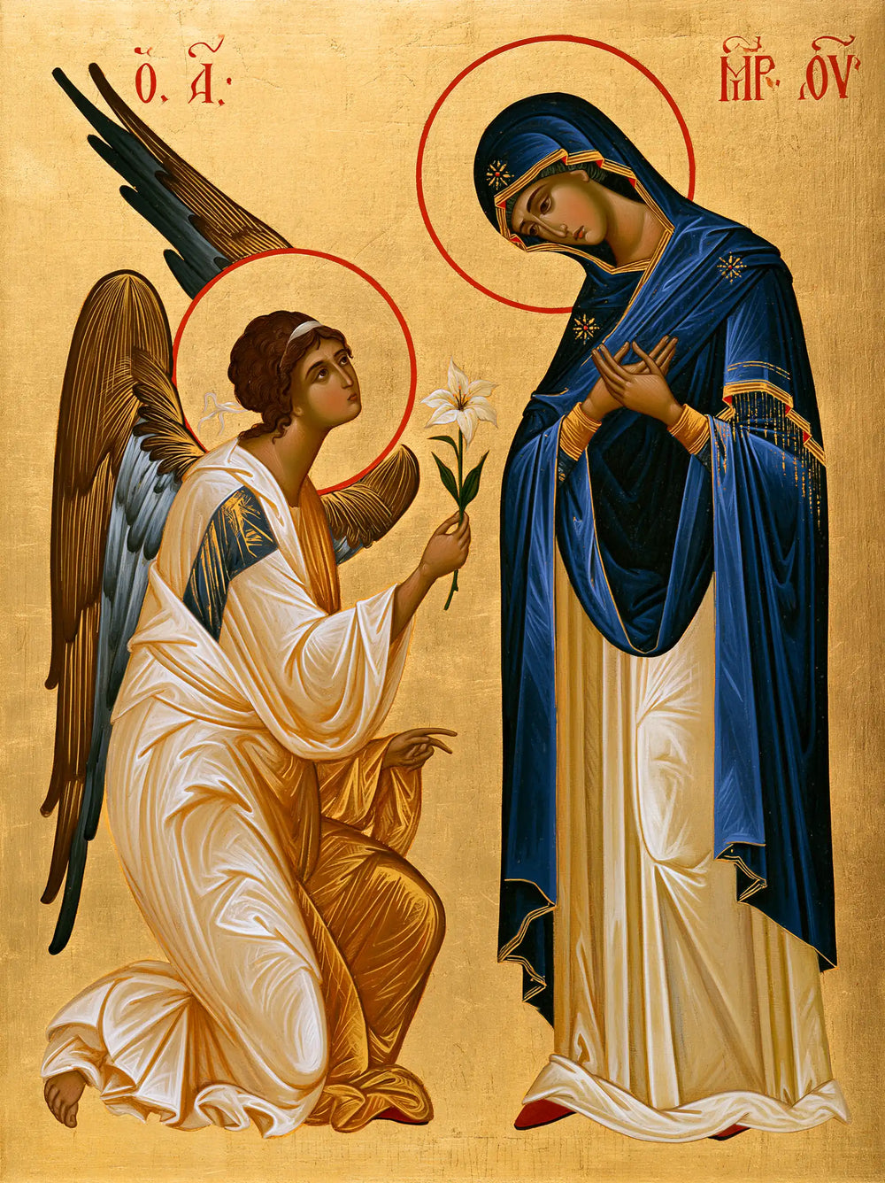 the Annunciation in a contemporary Byzantine icon in Contemporary Byzantine style, portrait Christian artwork no. 10