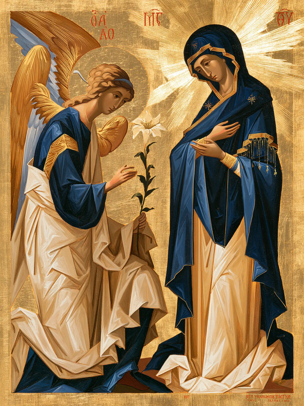 the Annunciation in a contemporary Byzantine icon in Contemporary Byzantine style, portrait Christian artwork no. 13