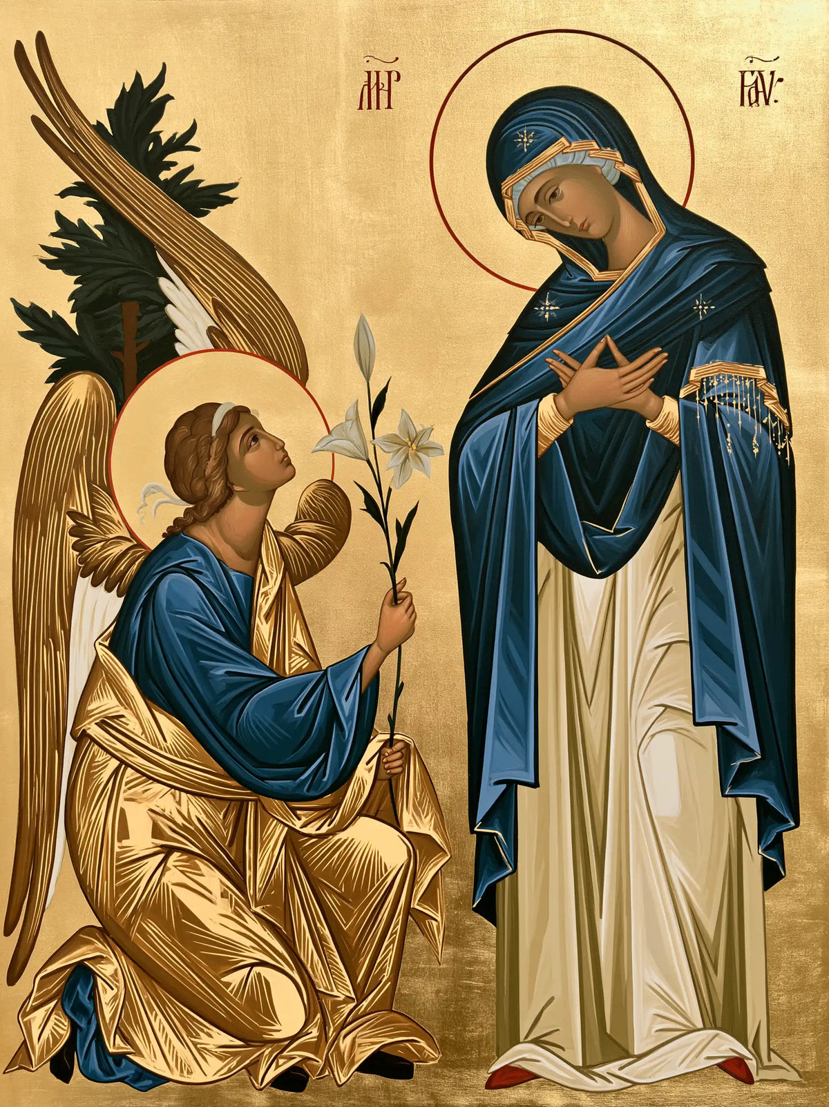 the Annunciation in a contemporary Byzantine icon in Contemporary Byzantine style, portrait Christian artwork no. 18