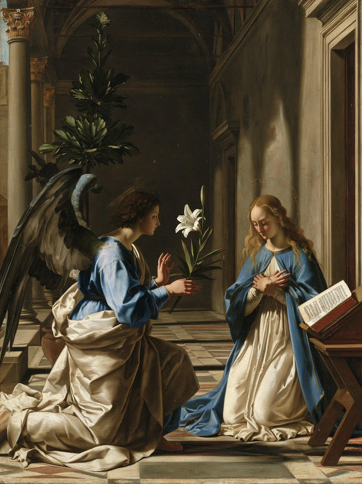 the Annunciation in Florentine Renaissance style in Florentine Renaissance style, portrait Christian artwork no. 21
