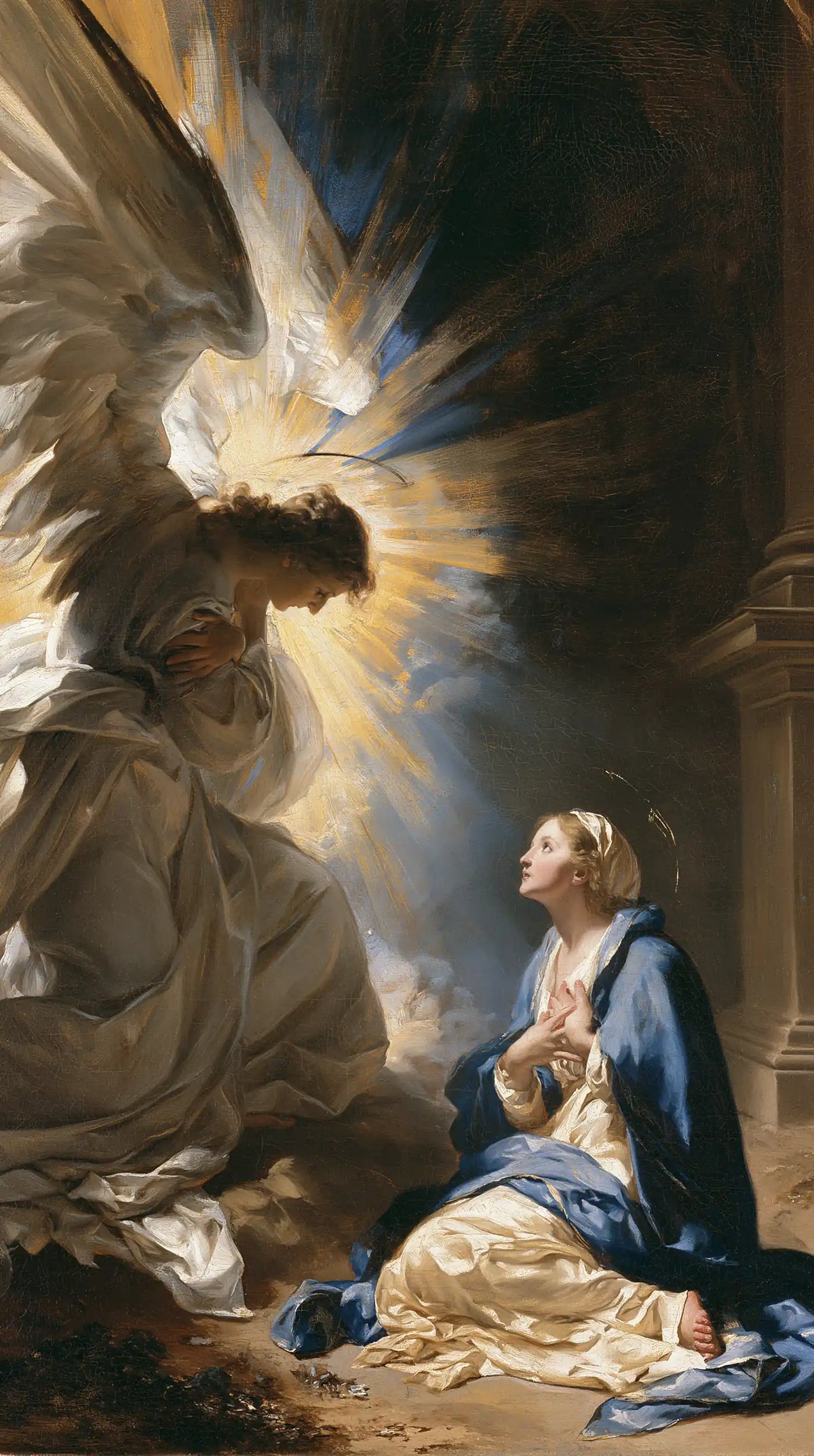 Gabriel in radiant light at the Annunciation in Gabriel in Radiant Light style, portrait Christian artwork no. 9