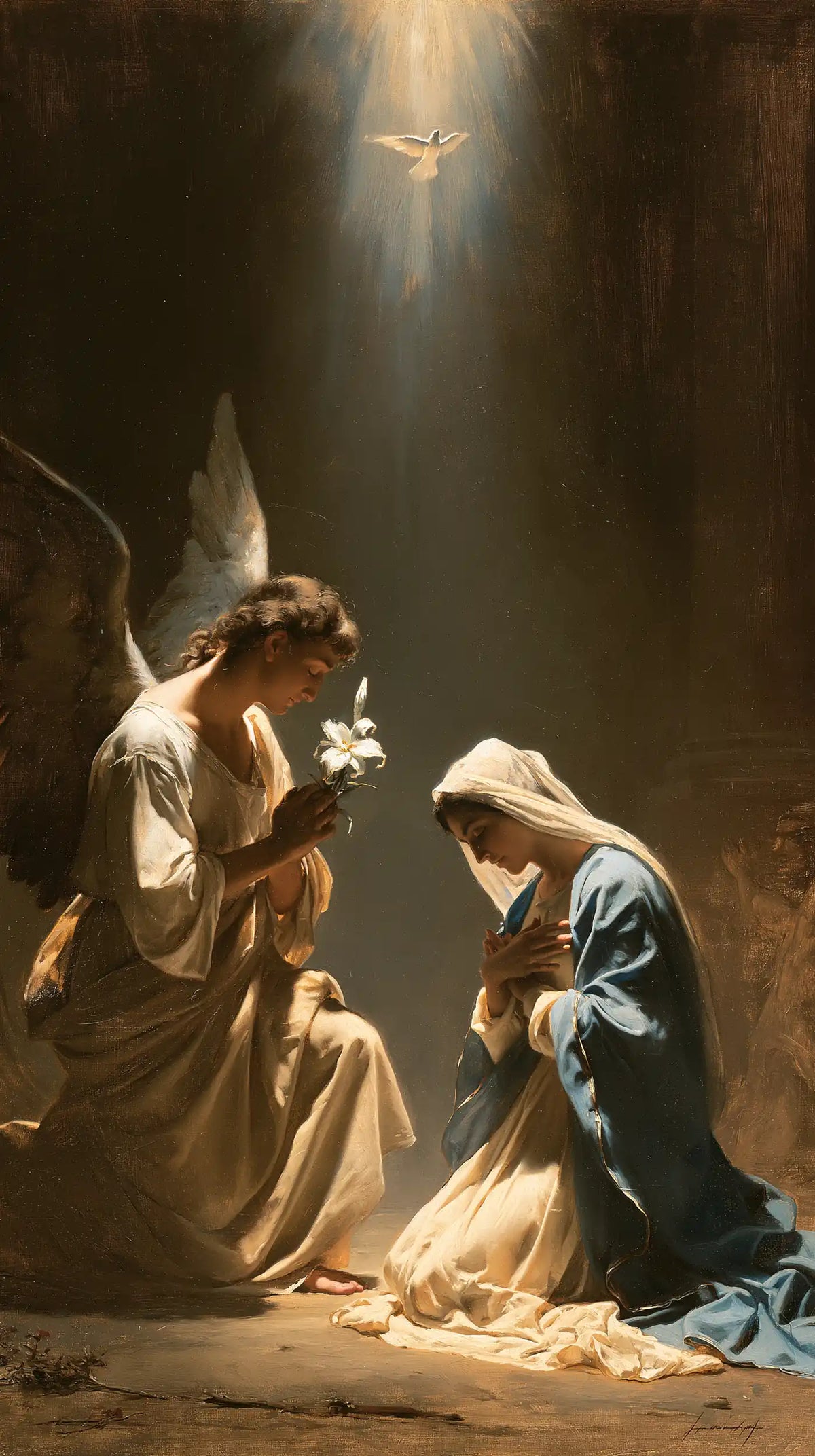 the Annunciation with the Holy Spirit in The Holy Spirit style, portrait Christian artwork no. 7