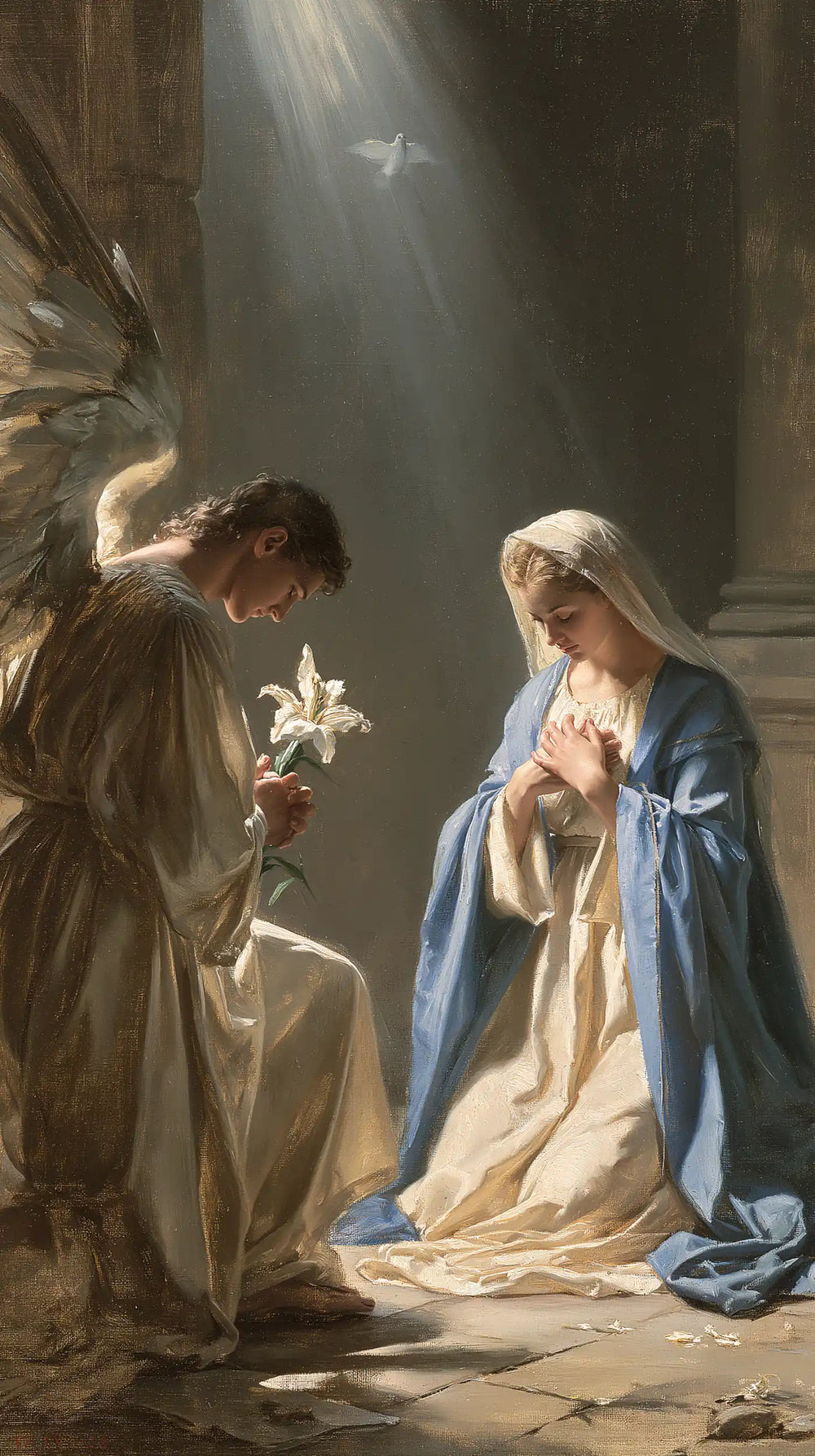 the Annunciation with the Holy Spirit in The Holy Spirit style, portrait Christian artwork no. 8