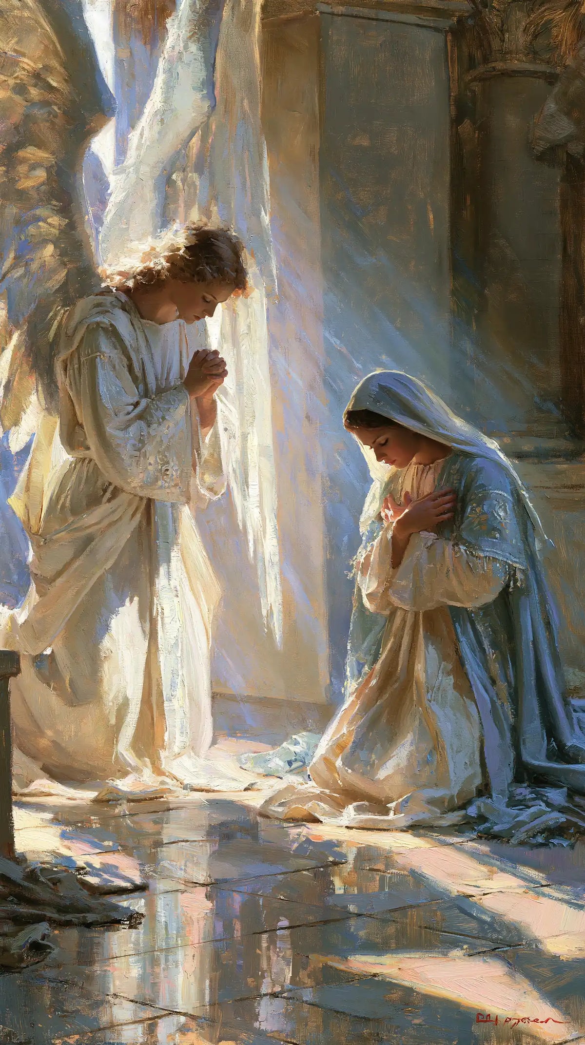 the Annunciation in an impressionist atmosphere in Impressionist style, portrait Christian artwork no. 7