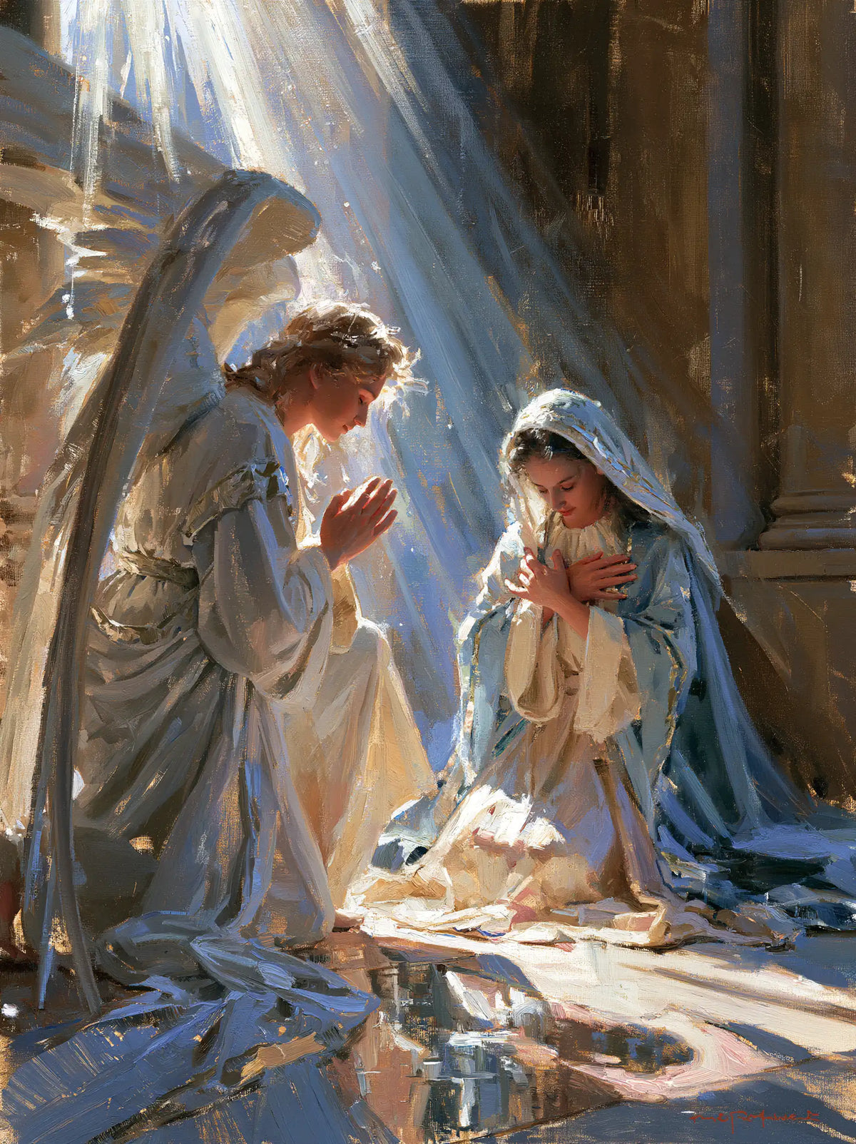 the Annunciation in an impressionist atmosphere in Impressionist style, portrait Christian artwork no. 16