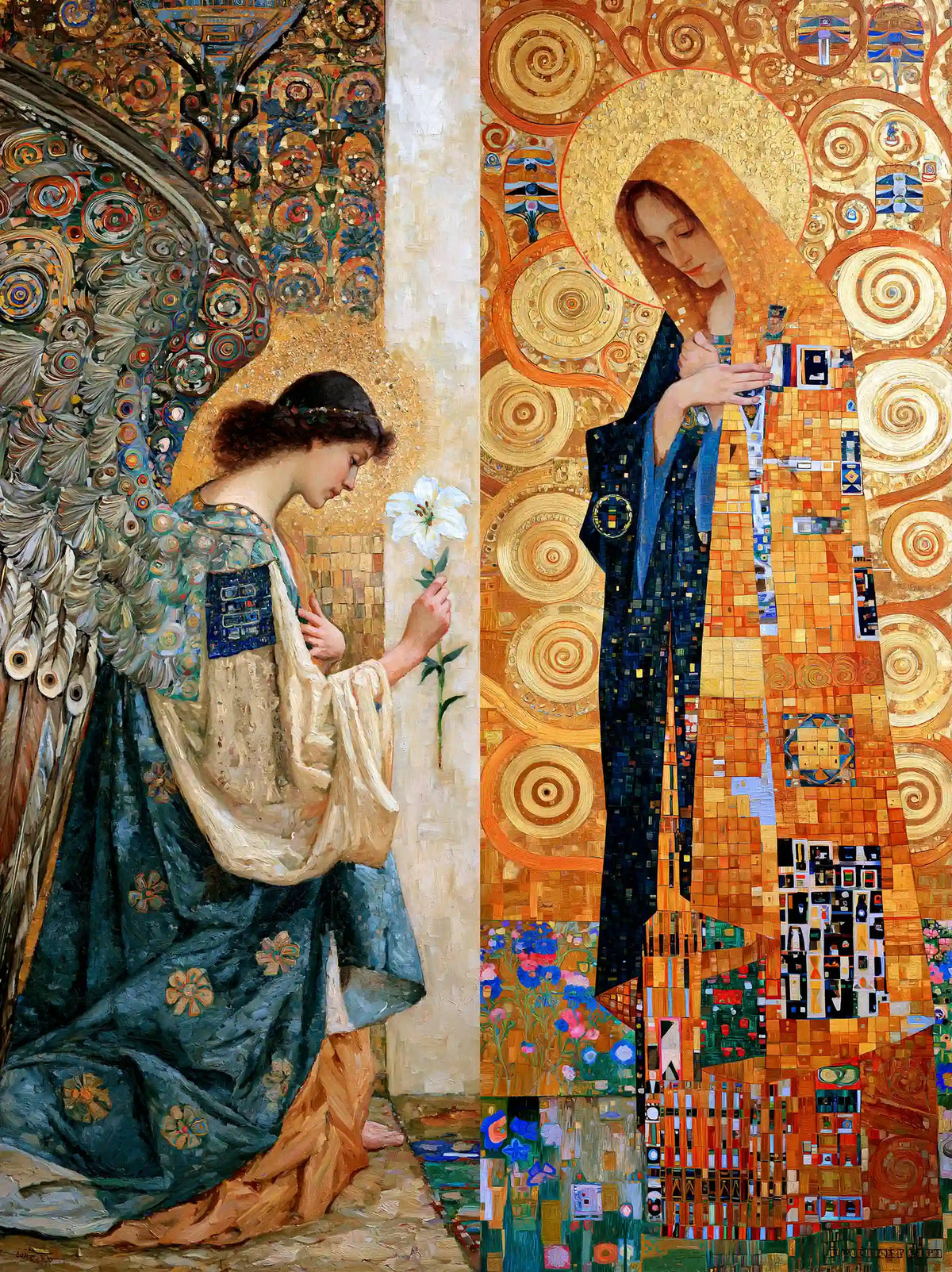 Annunciation beneath the Radiant Halo – Golden Secession Art · Portrait