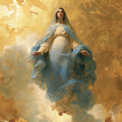 The Assumption of Mary — Blue Dissolving into Gold Leaf