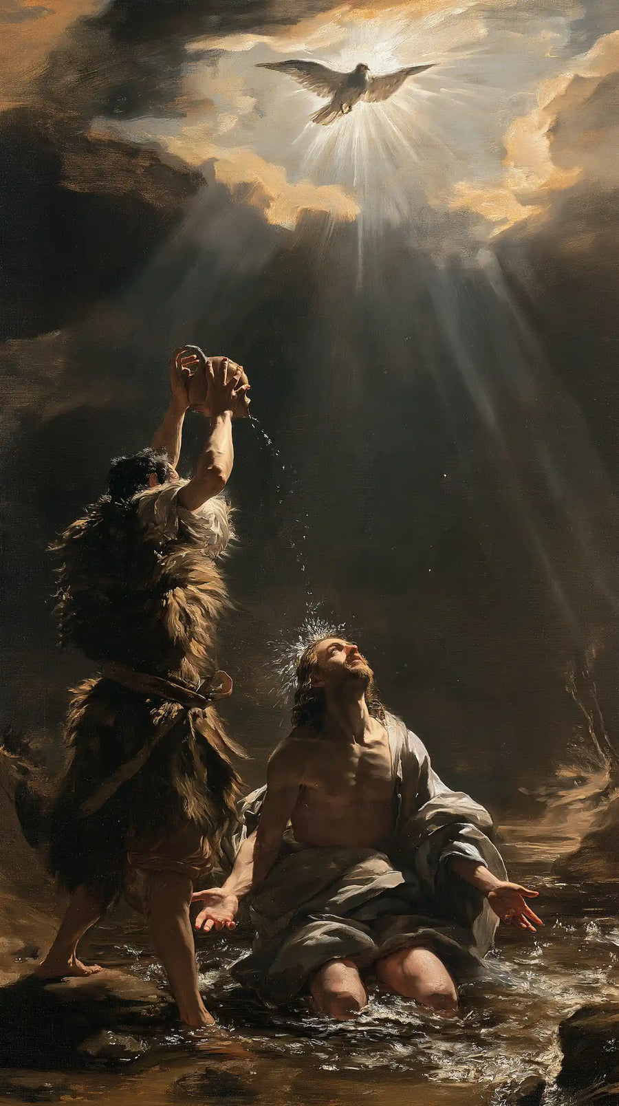 The Baptism of Jesus – Theatrical Baroque · Kneeling in the Jordan · Portrait no. 3