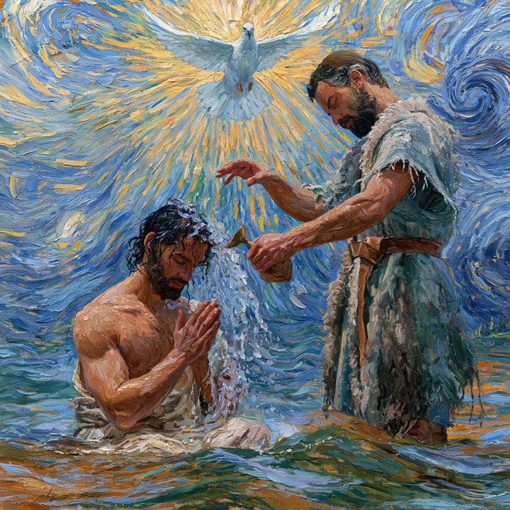 The Baptism of Jesus – Post-Impressionist · Kneeling in the Jordan · Square no. 7