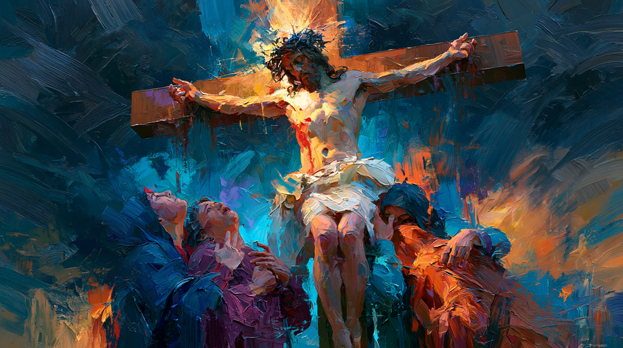 The Crucifixion — Gold Shattered across the Cobalt Sky