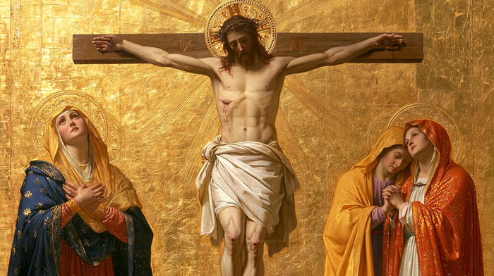 The Crucifixion — The Golden Gaze and the Two United Faces