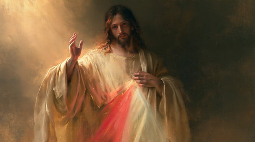 Jesus expressing compassion and divine mercy in Compassion and Mercy style, landscape Christian artwork no. 10