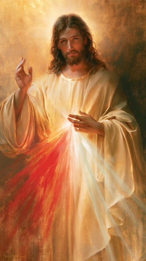 Jesus expressing compassion and divine mercy in Compassion and Mercy style, portrait Christian artwork no. 2