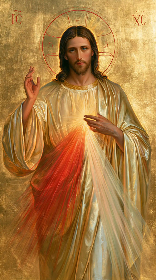 Divine Mercy Jesus in a contemporary Byzantine icon in Contemporary Byzantine style, portrait Christian artwork no. 6