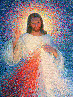 Divine Mercy Jesus – Pointillist & Neo-Impressionist · Portrait no. 7