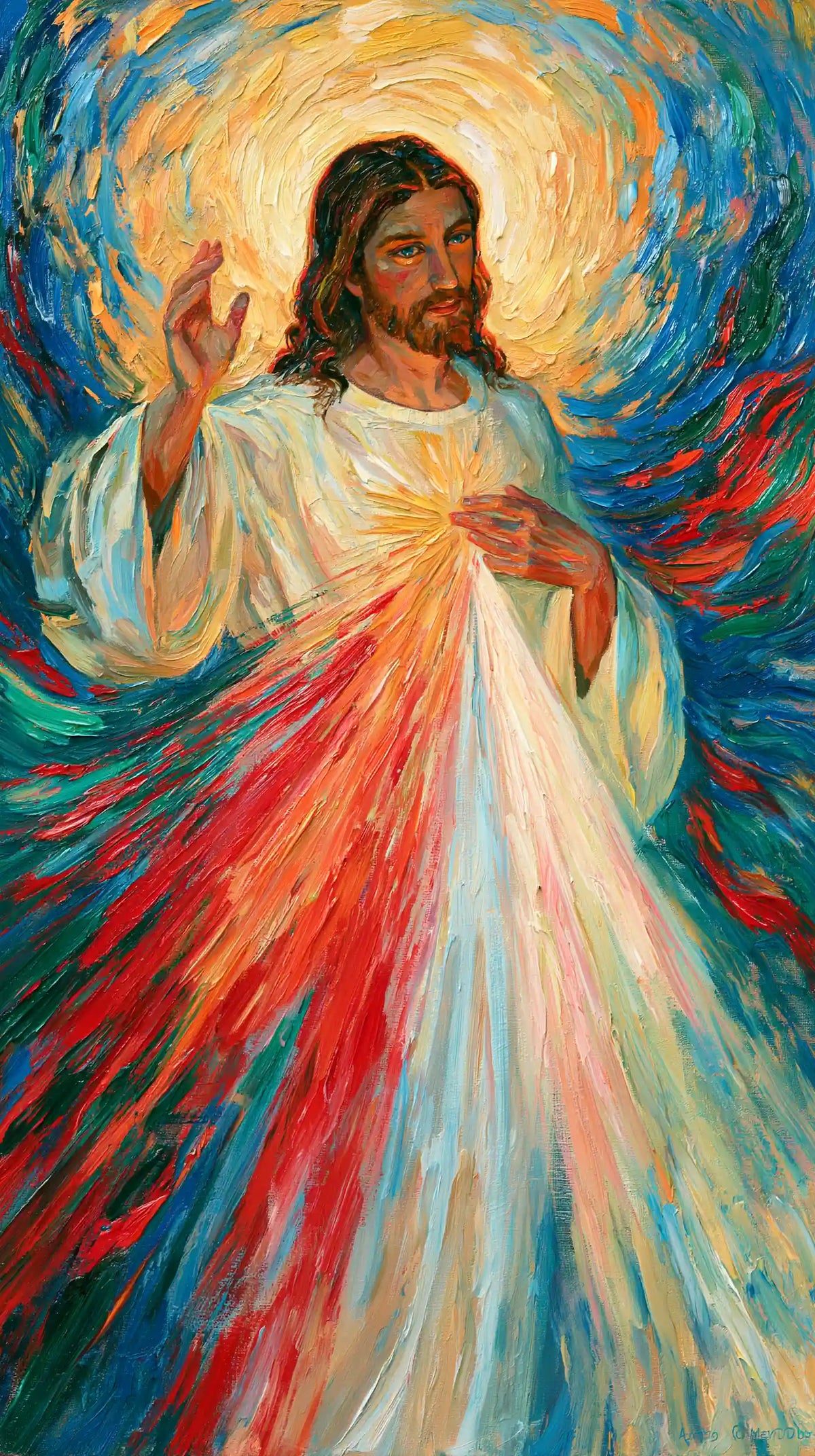 Divine Mercy Jesus – Post-Impressionist · Portrait no. 1