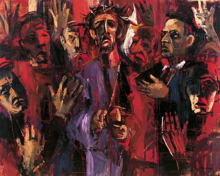 Ecce Homo — The Upturned Face Among Oversized Hands