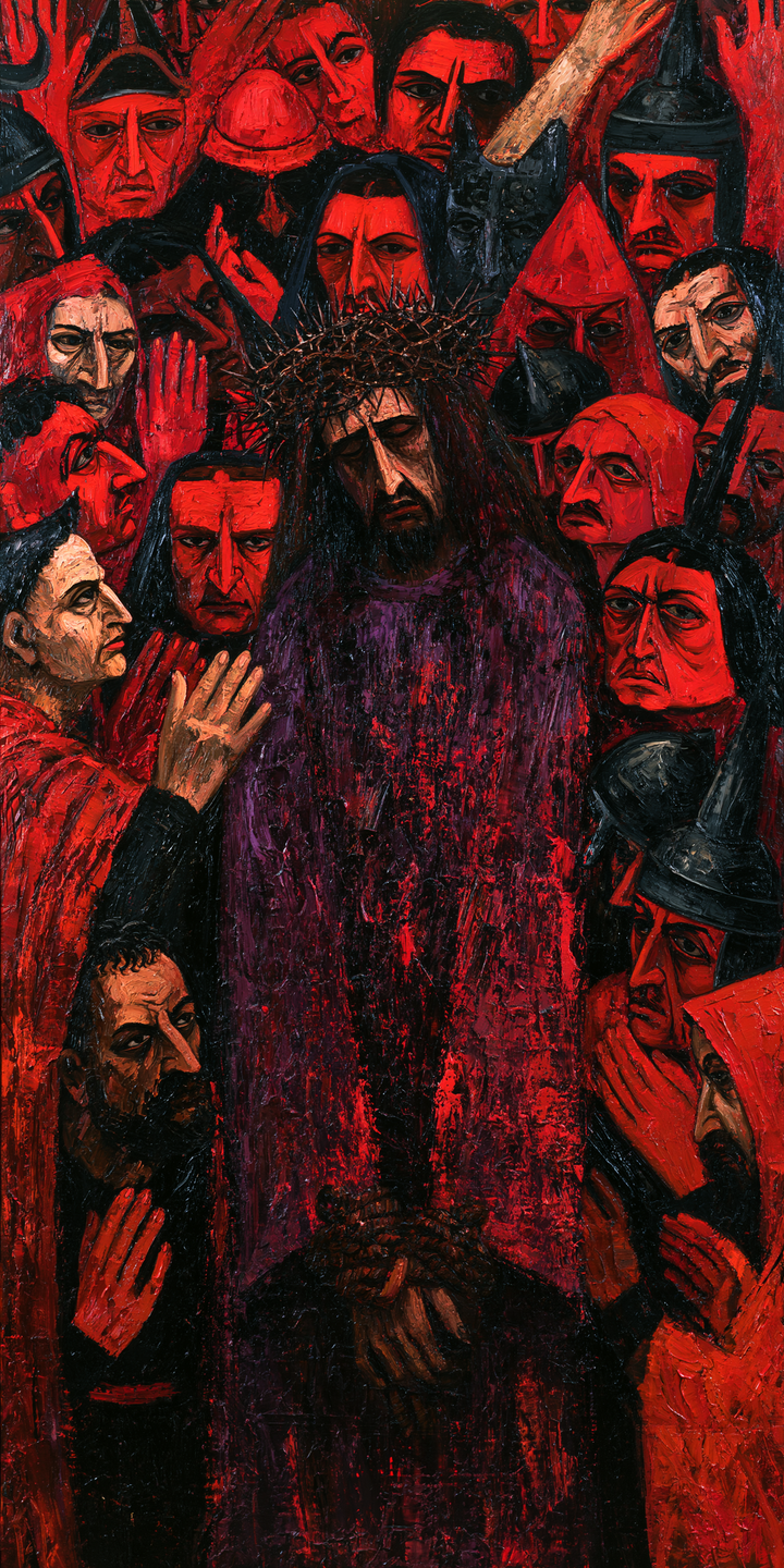 Ecce Homo — The Inclined Brow in Dense Red