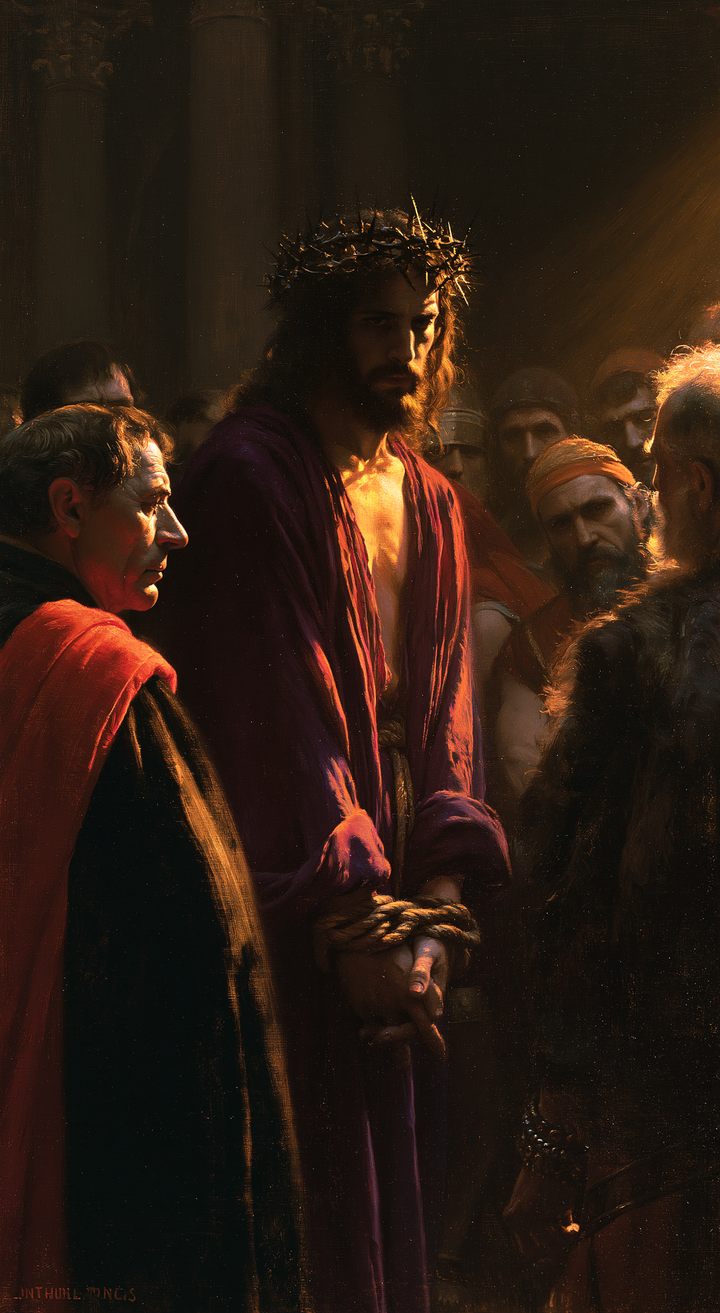 Ecce Homo — The Amber Chest Amid Shadowed Purple