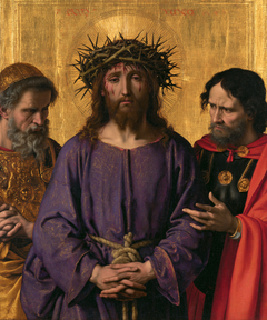 Ecce Homo — Clasped Fingers Before the Scarlet Cloak