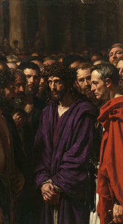 Ecce Homo — Lowered Hands Beside the Red Shoulder