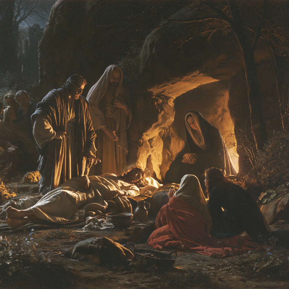 Entombment of Jesus Christ in Black and Gold style, square Christian artwork no. 2
