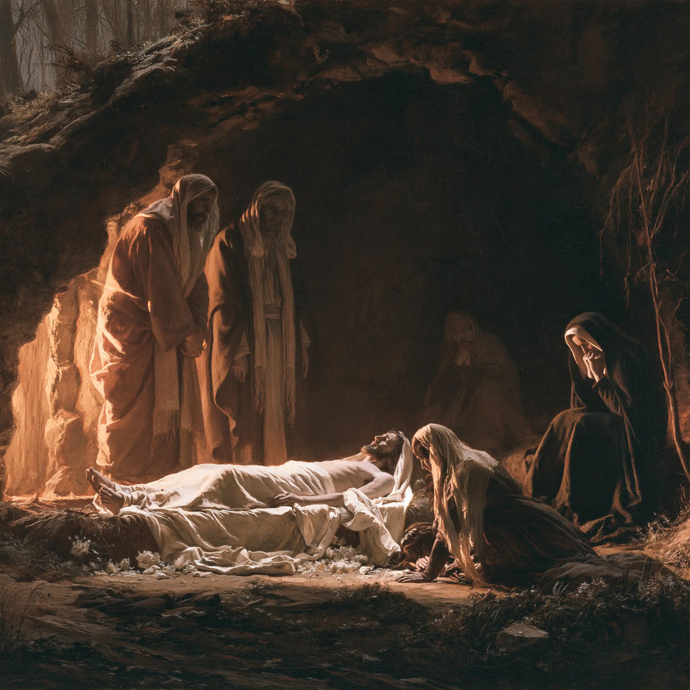 Entombment of Jesus Christ in Black and Gold style, square Christian artwork no. 4