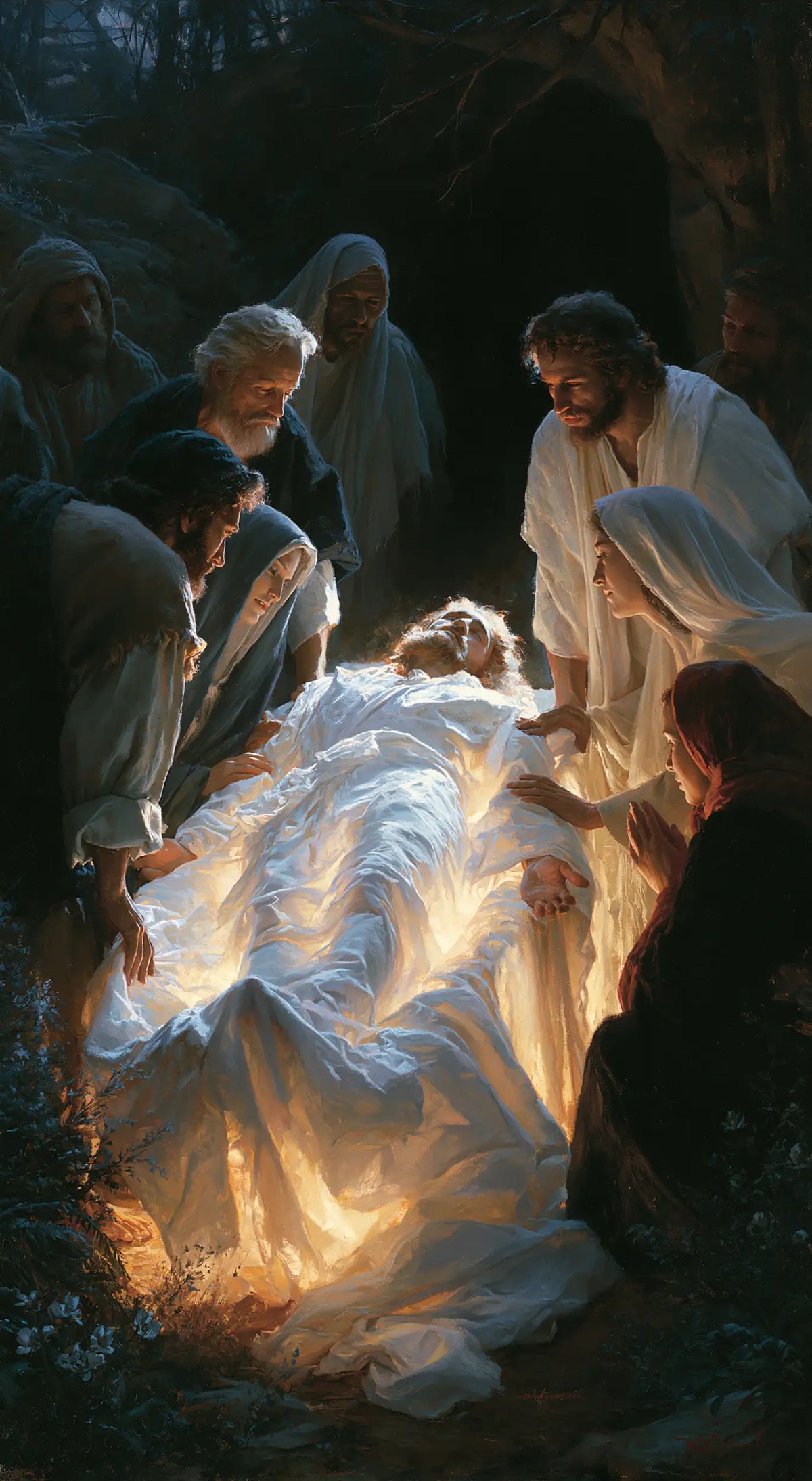Entombment of Jesus Christ in Divine Light style, portrait Christian artwork no. 8