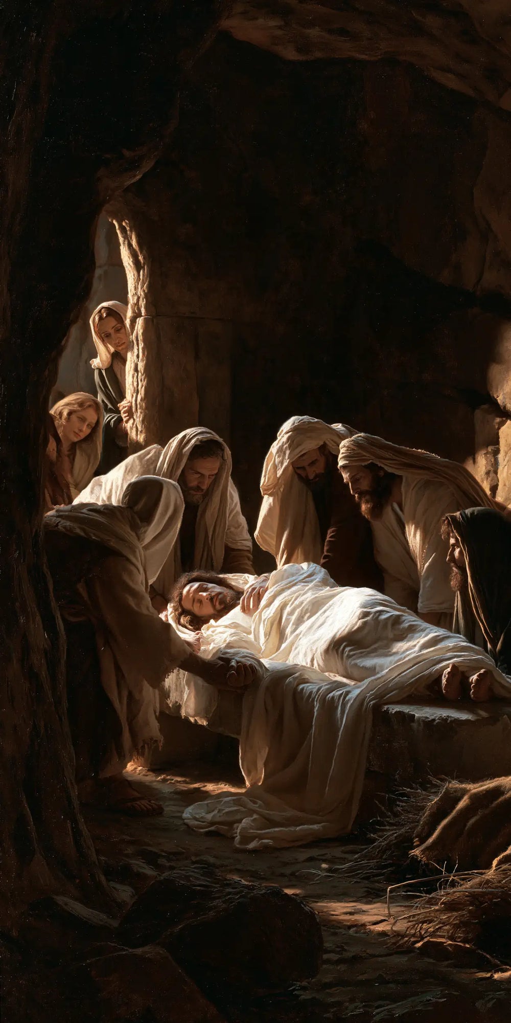 Entombment of Jesus Christ in Inside the Tomb style, portrait Christian artwork no. 2