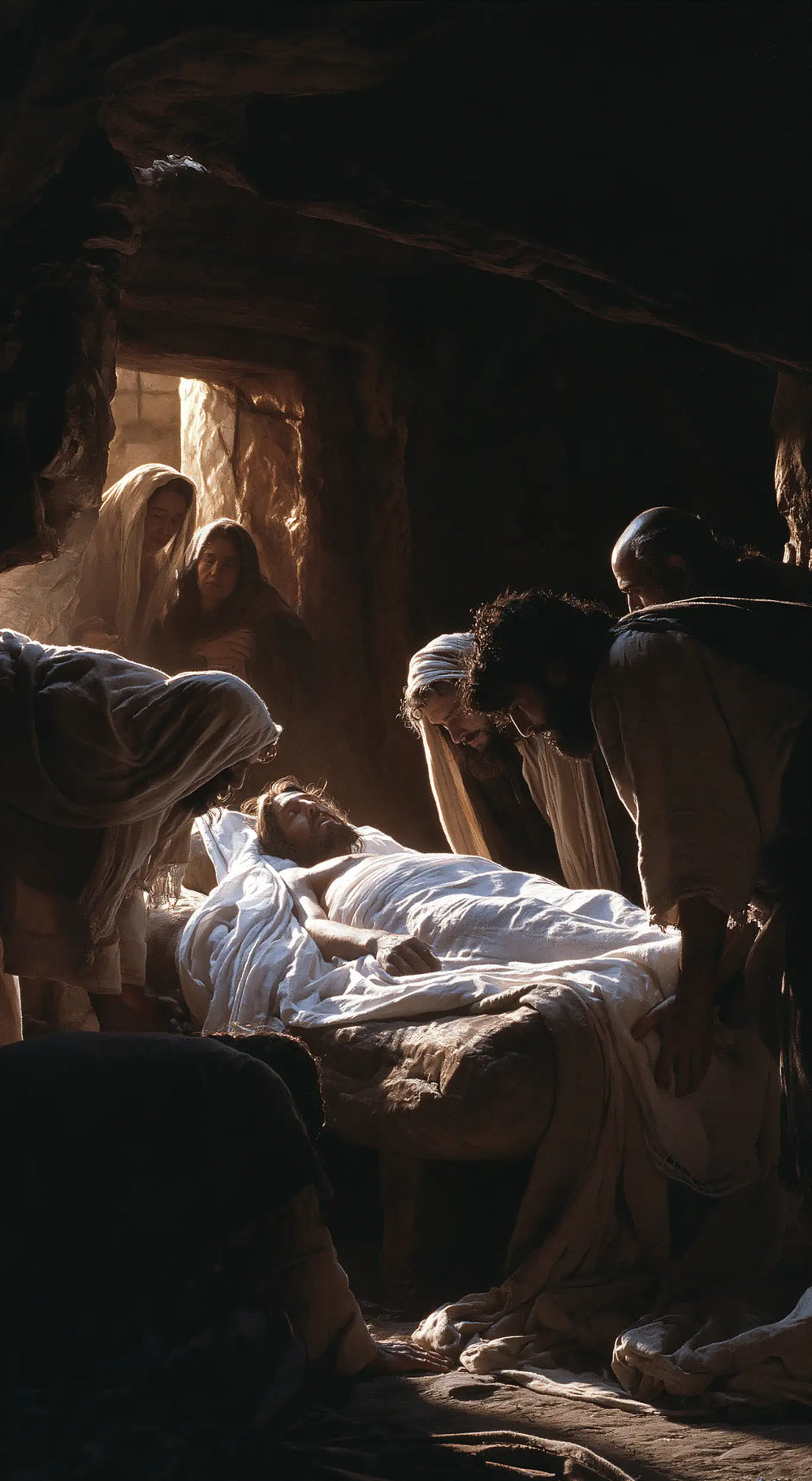 Entombment of Jesus Christ in Inside the Tomb style, portrait Christian artwork no. 5