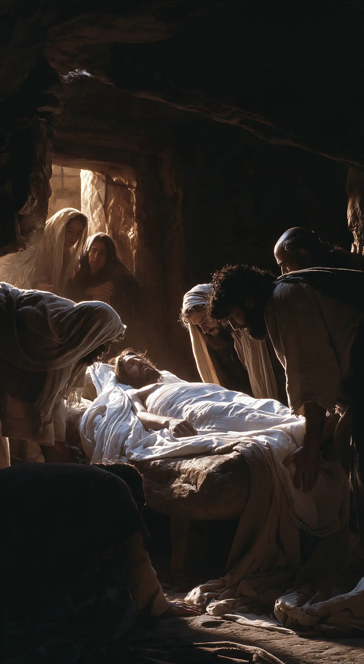 Entombment of Jesus Christ in Inside the Tomb style, portrait Christian artwork no. 5