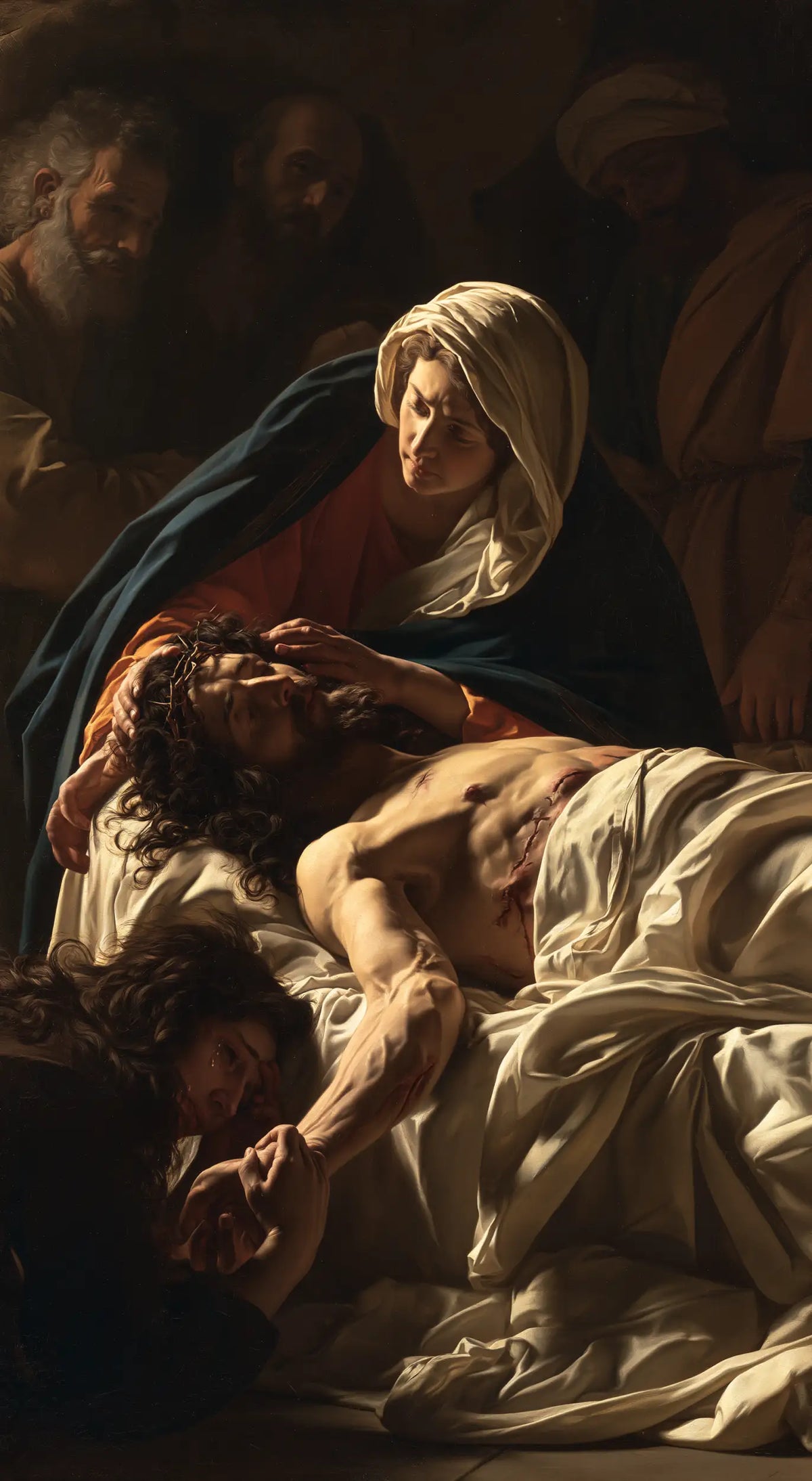Entombment of Jesus Christ in Intimate Mourning style, portrait Christian artwork no. 4