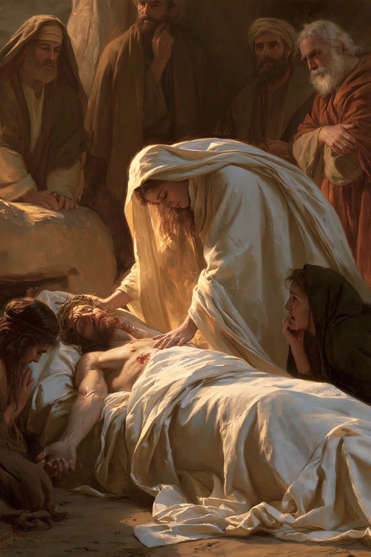 Entombment of Jesus Christ in Intimate Mourning style, portrait Christian artwork no. 8