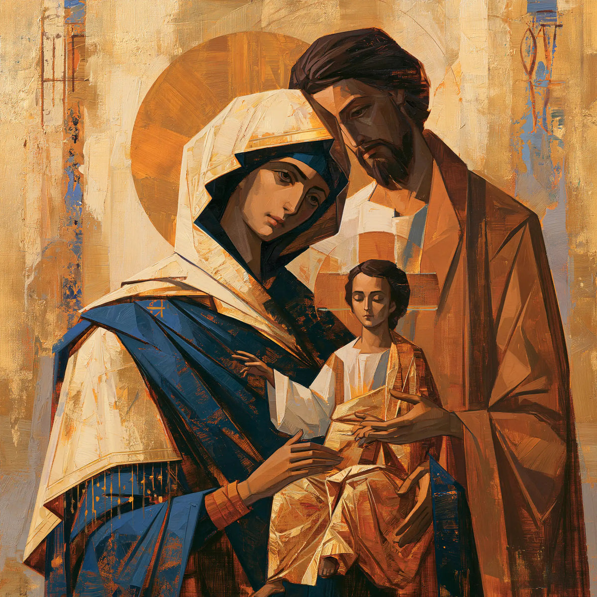 The Holy Family — Gold Around the Bowed Faces