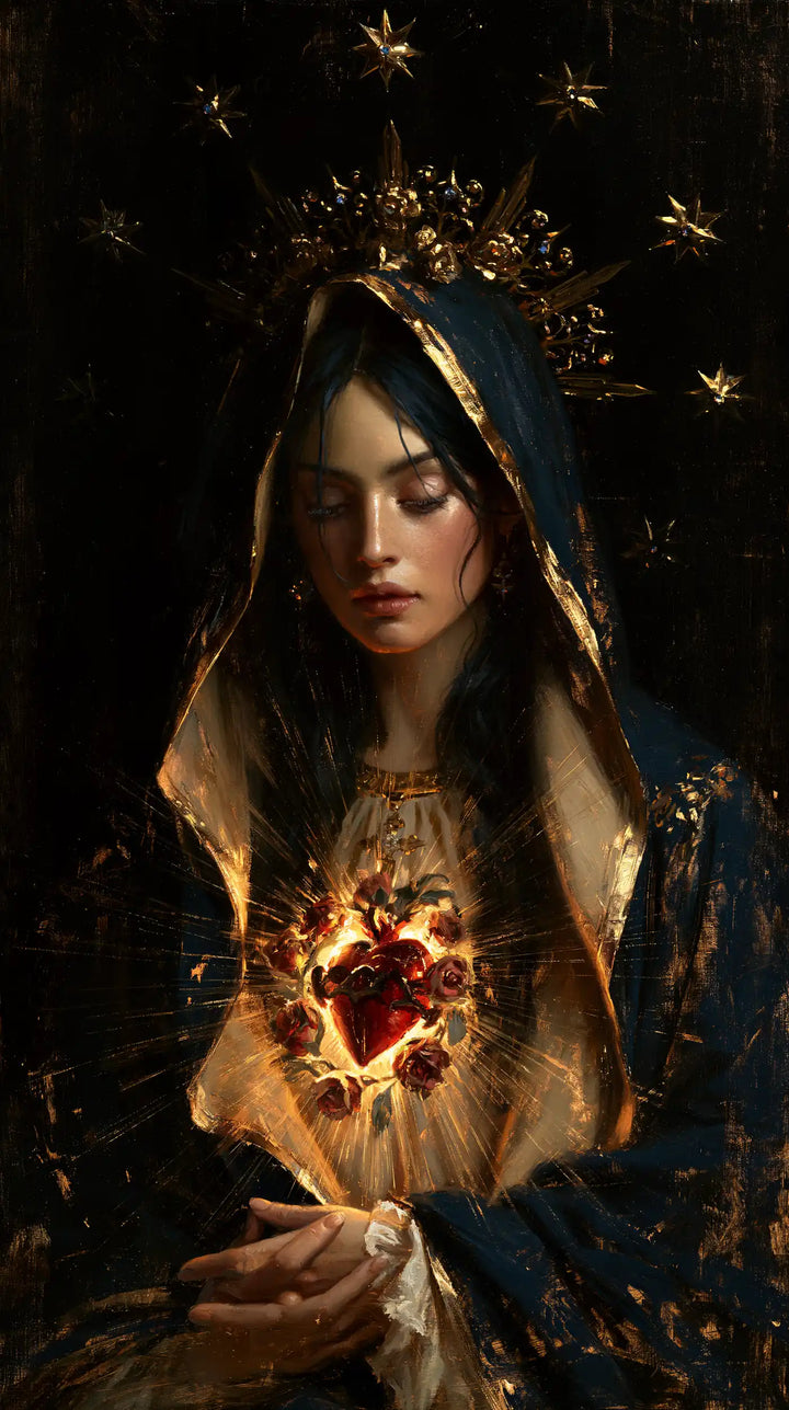 Immaculate Heart of Mary - Black and Gold · Portrait n° 1