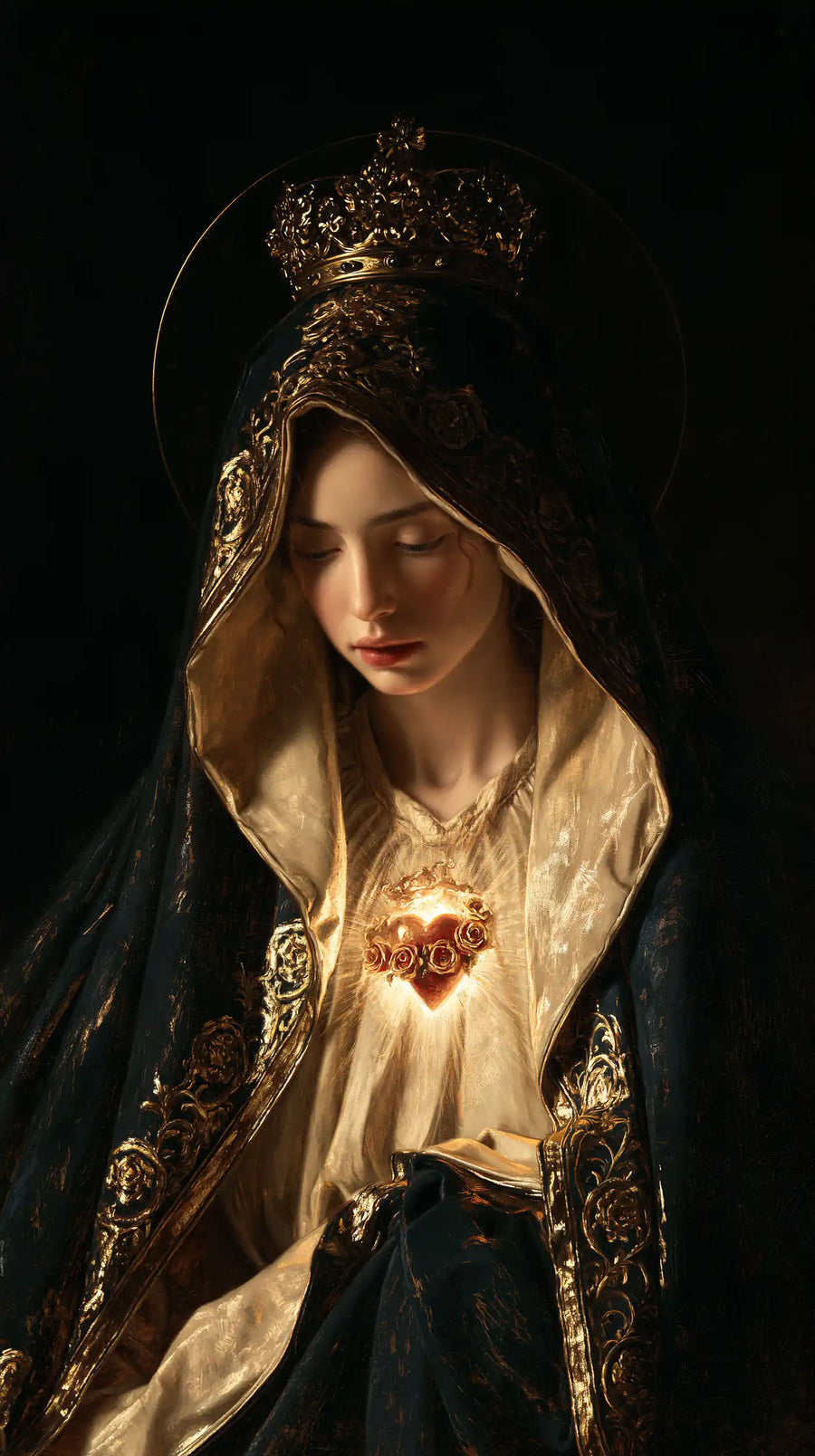 Immaculate Heart of Mary - Black and Gold · Portrait n° 8