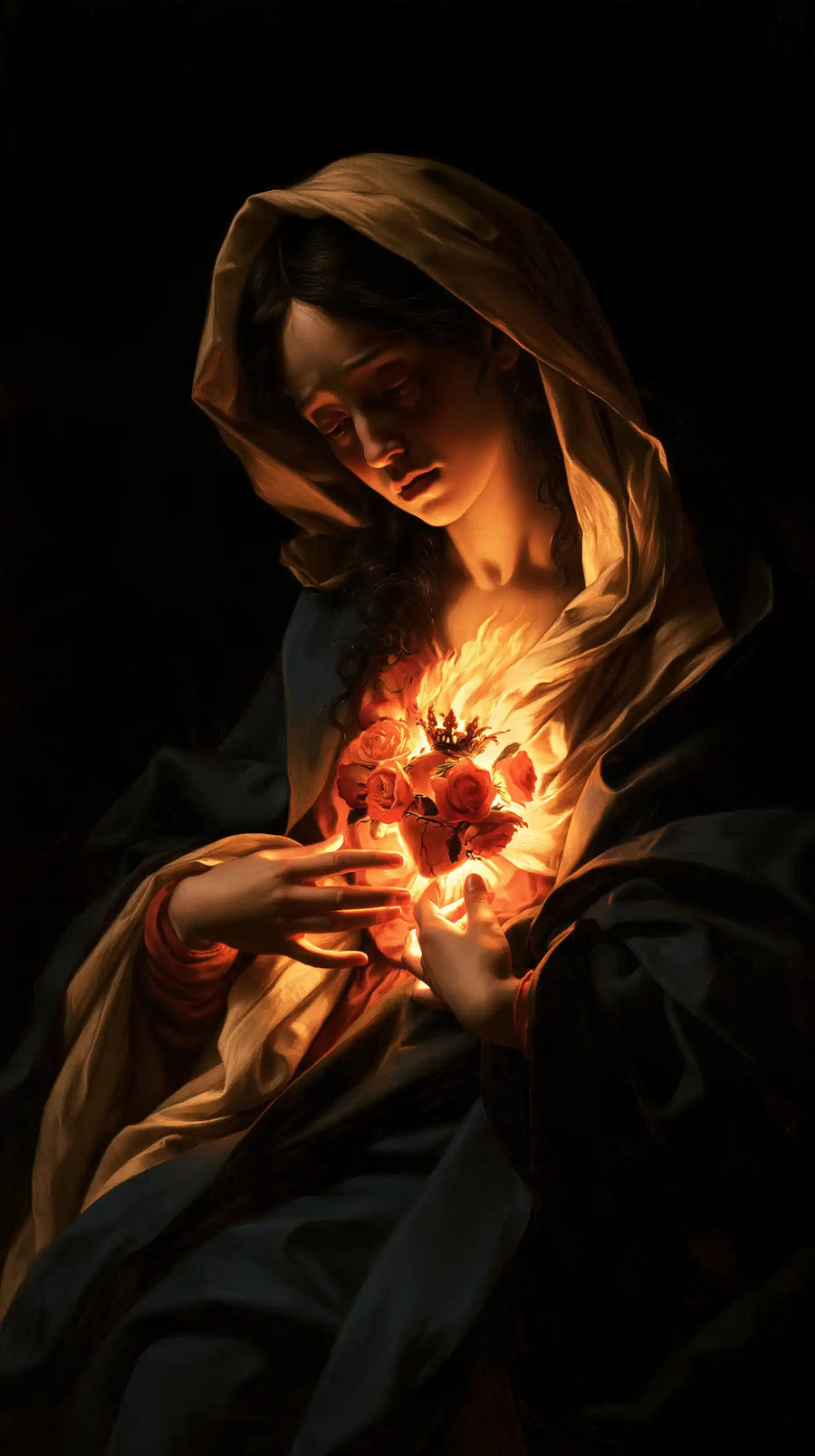 Immaculate Heart of Mary - Caravaggio Tenebrism · Portrait n° 6