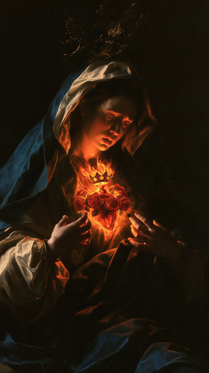 The Immaculate Heart of Mary — The Ember Lighting the Crowned Face