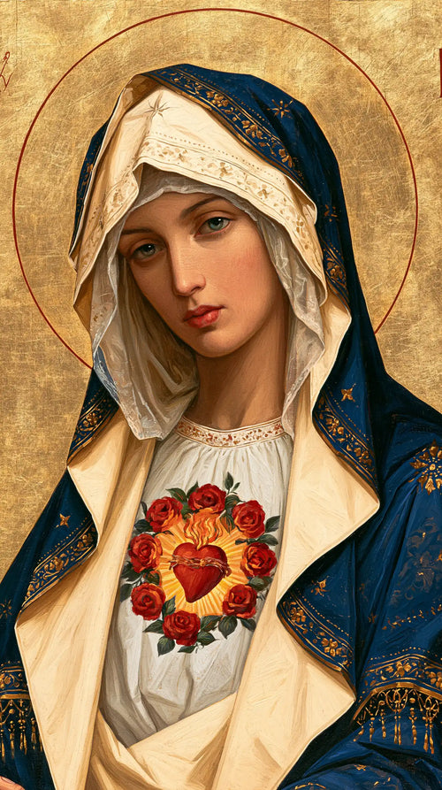 the Immaculate Heart of Mary in a contemporary Byzantine icon in Contemporary Byzantine style, portrait Christian artwork no. 4