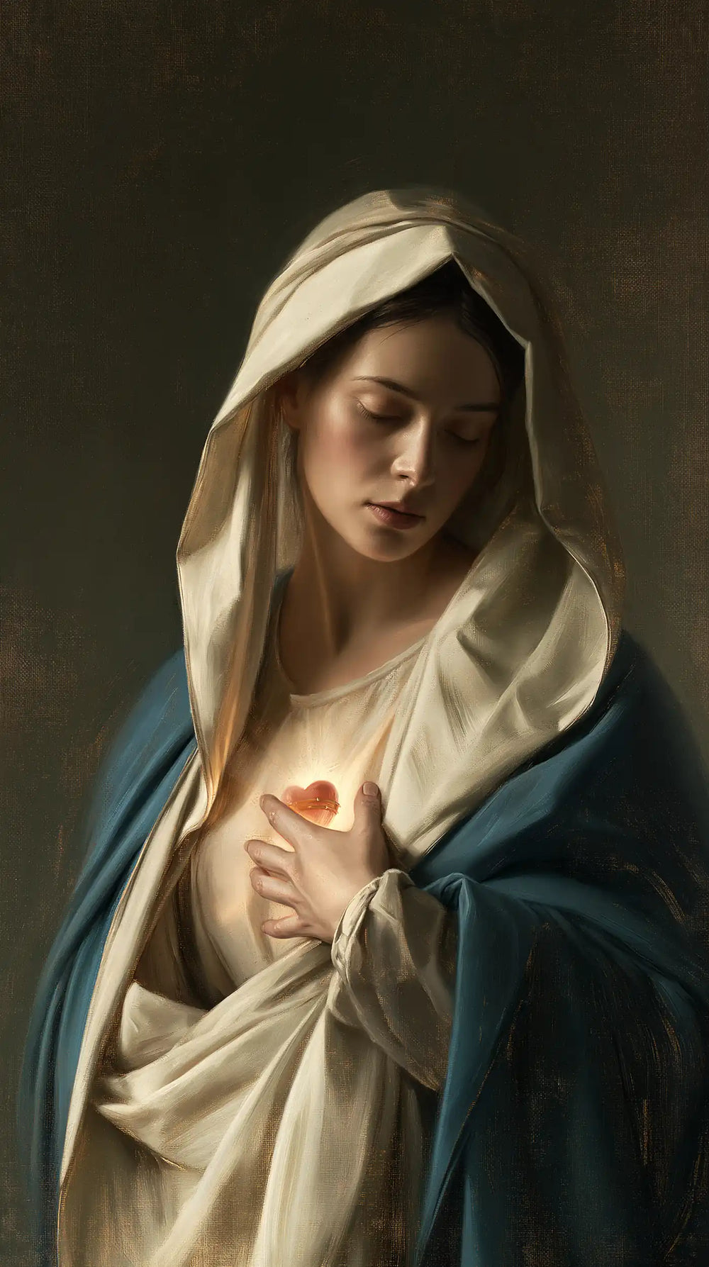 the Immaculate Heart of Mary in a minimalist composition in Contemporary Minimalism style, portrait Christian artwork no. 5