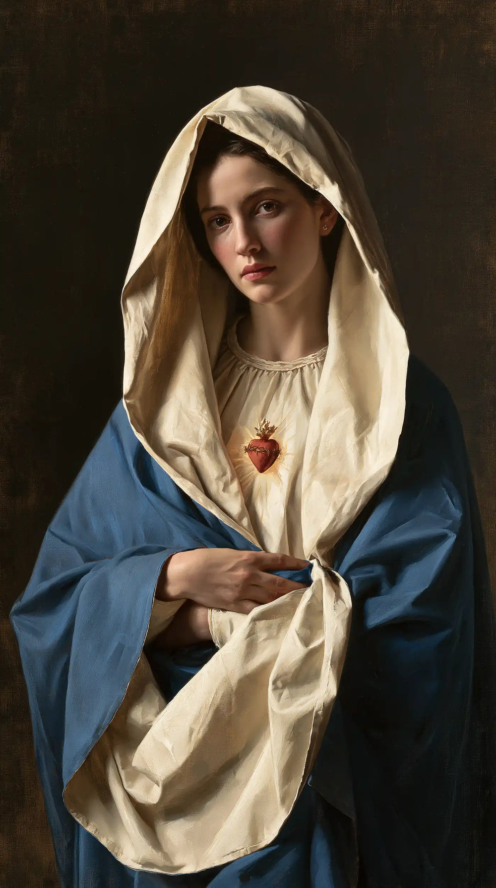 the Immaculate Heart of Mary in a minimalist composition in Contemporary Minimalism style, portrait Christian artwork no. 8