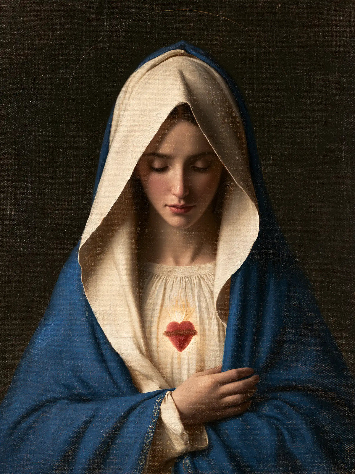the Immaculate Heart of Mary in a minimalist composition in Contemporary Minimalism style, portrait Christian artwork no. 10