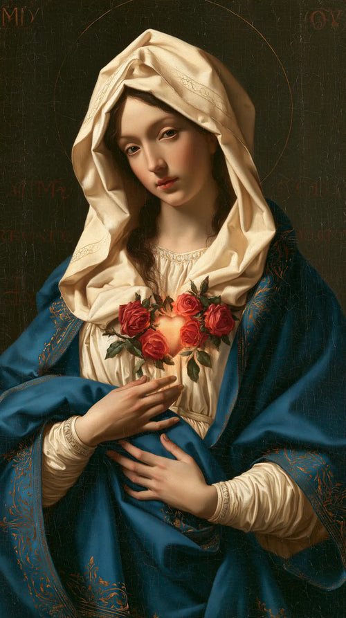 the Immaculate Heart of Mary in Florentine Renaissance style in Florentine Renaissance style, portrait Christian artwork no. 1
