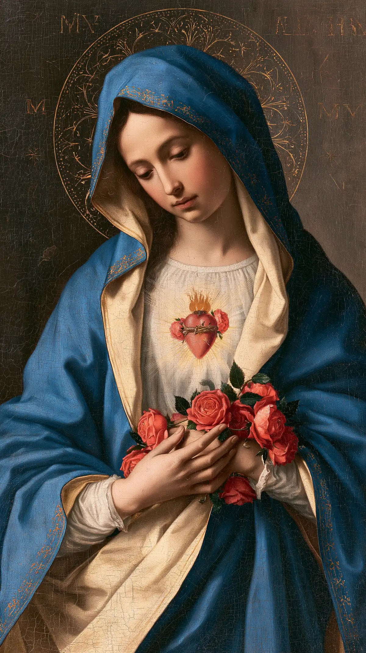 the Immaculate Heart of Mary in Florentine Renaissance style in Florentine Renaissance style, portrait Christian artwork no. 11
