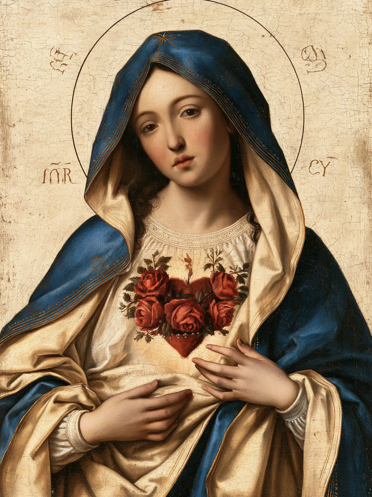 the Immaculate Heart of Mary in Florentine Renaissance style in Florentine Renaissance style, portrait Christian artwork no. 16
