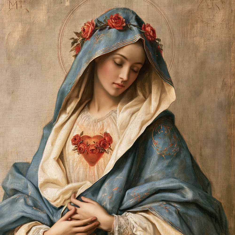 the Immaculate Heart of Mary in Florentine Renaissance style in Florentine Renaissance style, square Christian artwork no. 1
